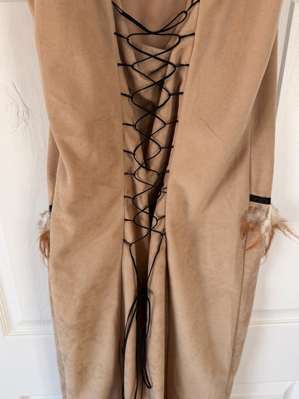 Cinema Secrets Tan Feather Trim Dress - Picture 5 of 9